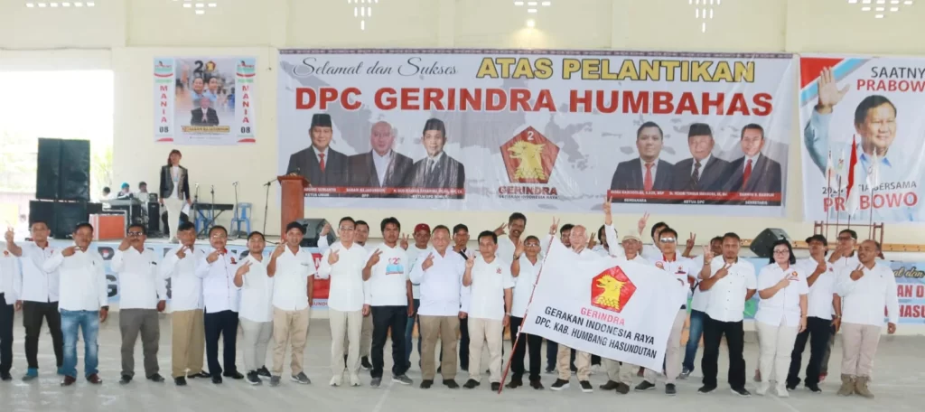 Pengurus Baru DPC Gerindra Humbahas Dilantik, Sabam Rajagukguk: Gerindra Menang, Prabowo Presiden!